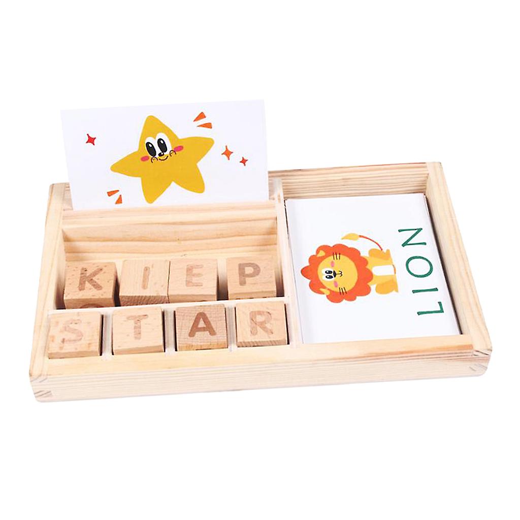 Kids Wooden Learning Word Spelling Cognitive Game Card Toy Children Funny