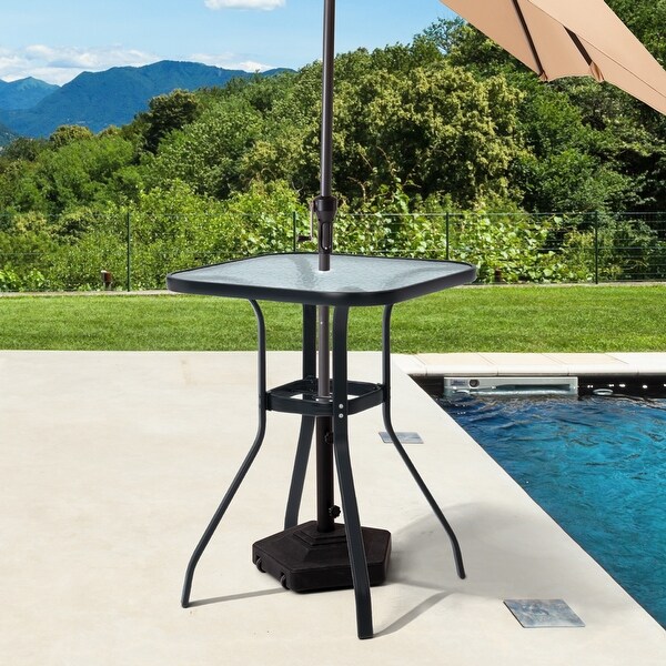 VredHom Outdoor Patio Dining Bistro Table with Umbrella Hole