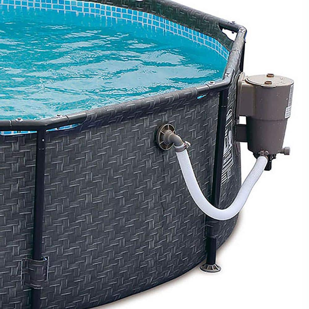 Summer Waves Dark Wicker 14 ft. Round 48 in. Deep Soft. Sided Metal Frame Pool P2001448E