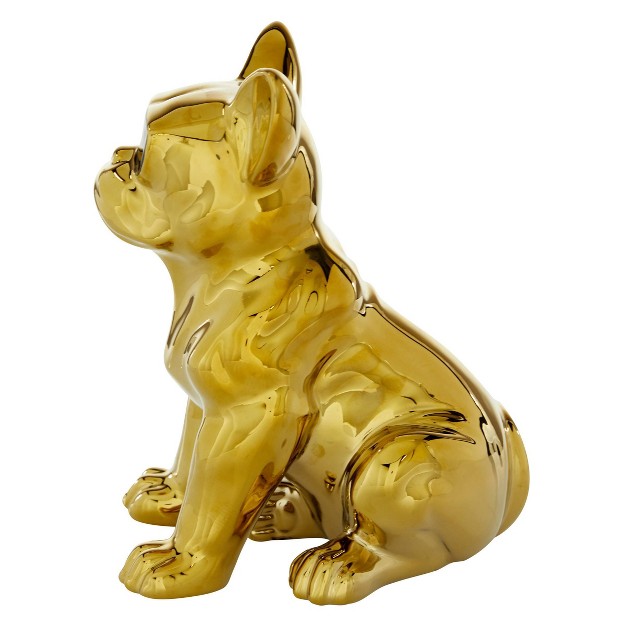 Ceramic Bulldog Sculpture With Sunglasses Gold Cosmoliving By Cosmopolitan