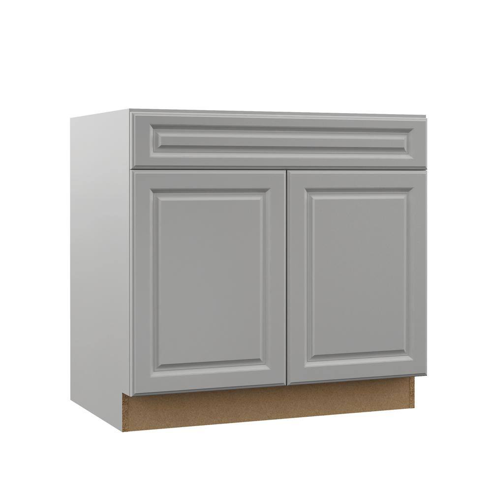 Hampton Bay Designer Series Elgin Assembled 36x34.5x23.75 in. Accessible ADA Sink Base Kitchen Cabinet in Heron Gray BSH36-ELGR