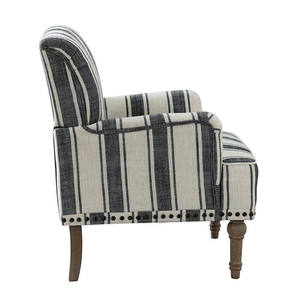 Geltrude Classic Upholstered Striped Armchair With Nailhead Trim Set of 2 by HULALA HOME