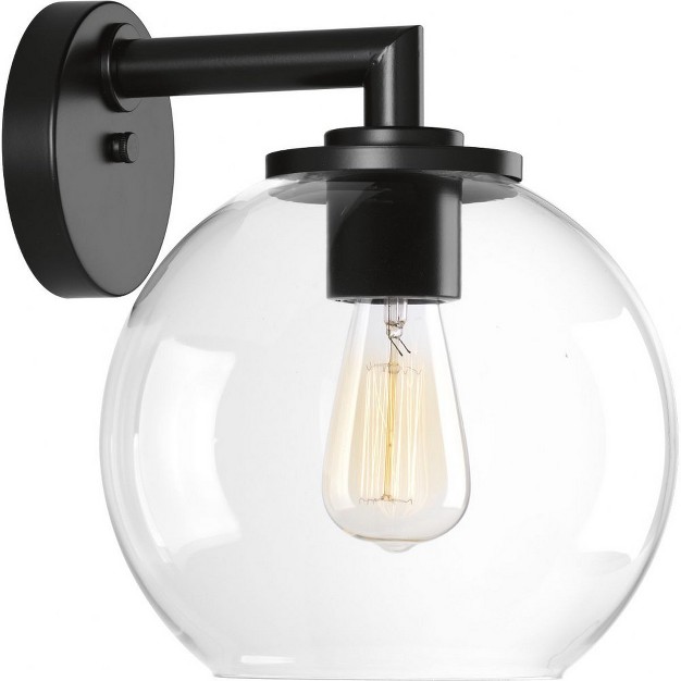 Progress Lighting Globe Collection 1 light Outdoor Wall Lantern In Black With Clear Glass Shade