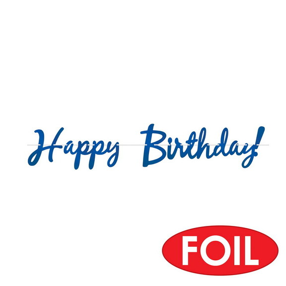 Beistle 53385 B Foil Happy Birthday! Streamer  blu...