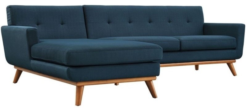 Hawthorne Collections Left Facing Sectional in Azure   Midcentury   Sectional Sofas   by Homesquare  Houzz