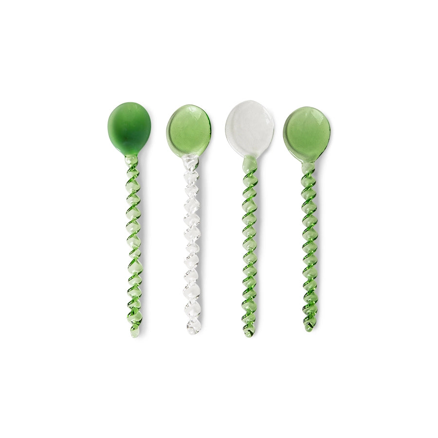 Twisted glass spoon (set of 4)