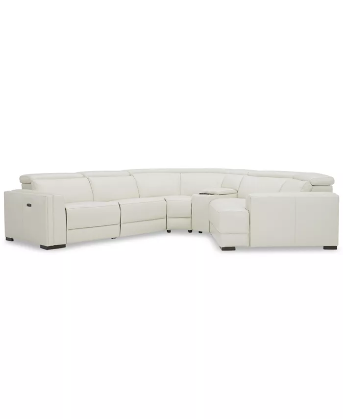 Furniture Jenneth 5-Pc. Leather Sofa with 1 Power Motion Recliner and Cuddler