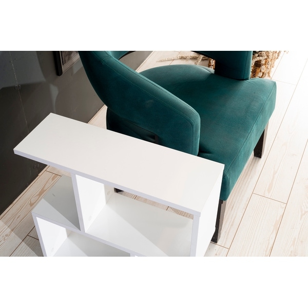 Antre Rectangle 4 Shelves End Table， Narrow Chairside Table， 23 inch Skinny End Table for Living Rooms