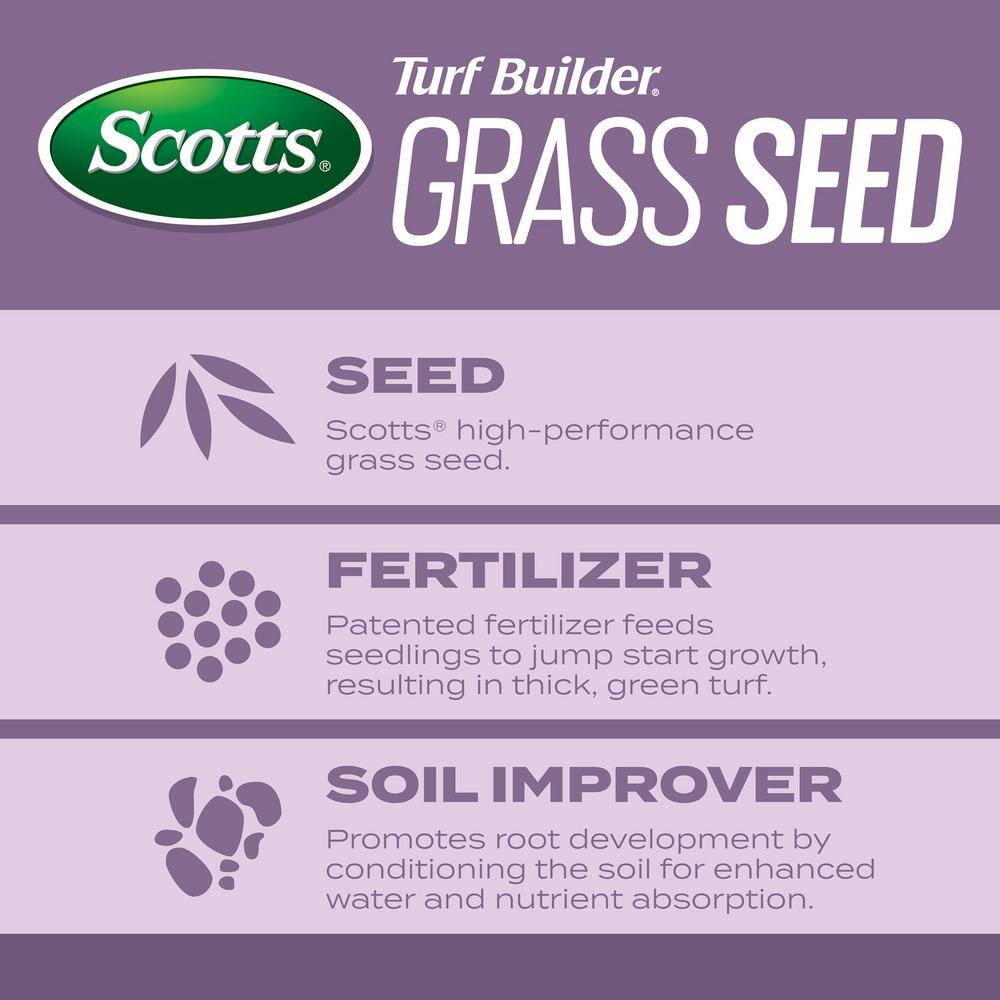 Scotts Turf Builder 5.6 lbs. Grass Seed Perennial Ryegrass Mix with Fertilizer and Soil Improver Establishes Quickly 18039