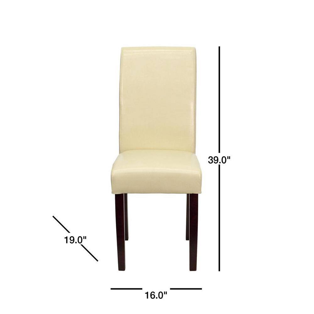 Flash Furniture Ivory Leather Upholstered Parsons Chair BT350IVORY050