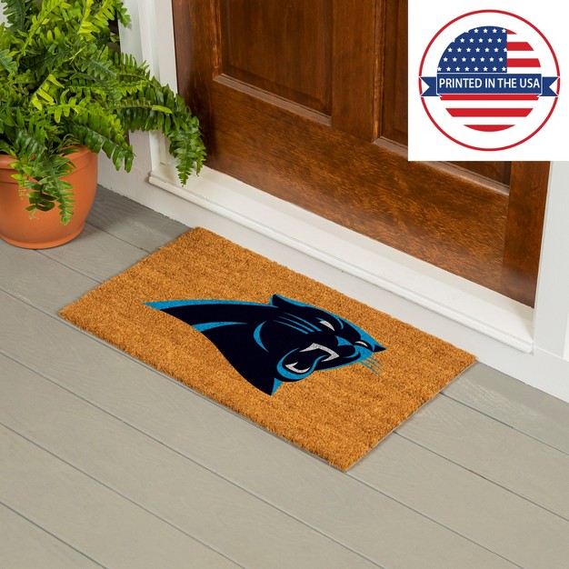 Evergreennflcarolina Panthers Logo Natural Coir 28 X 16 Inches Indoor Outdoor Doormat