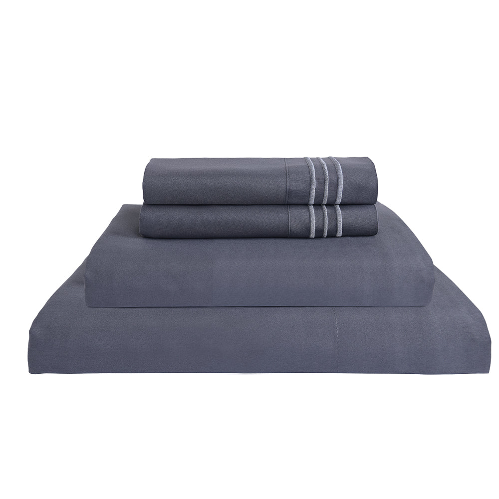 JML 4 Piece Bed Sheet Set Queen， Dark Grey， Soft Microfiber Bed Sheet， Wrinkle， Fade Resistant