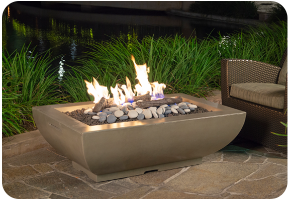 American Fyre Designs Bordeaux Rectangle Fire Bowl 50 x 30 x 16 1/4H