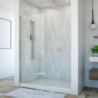 DreamLine Linea 34 in. x 72 in. Semi-Frameless Fixed Shower Screen in Brushed Nickel without Handle SHDR-3234721-04