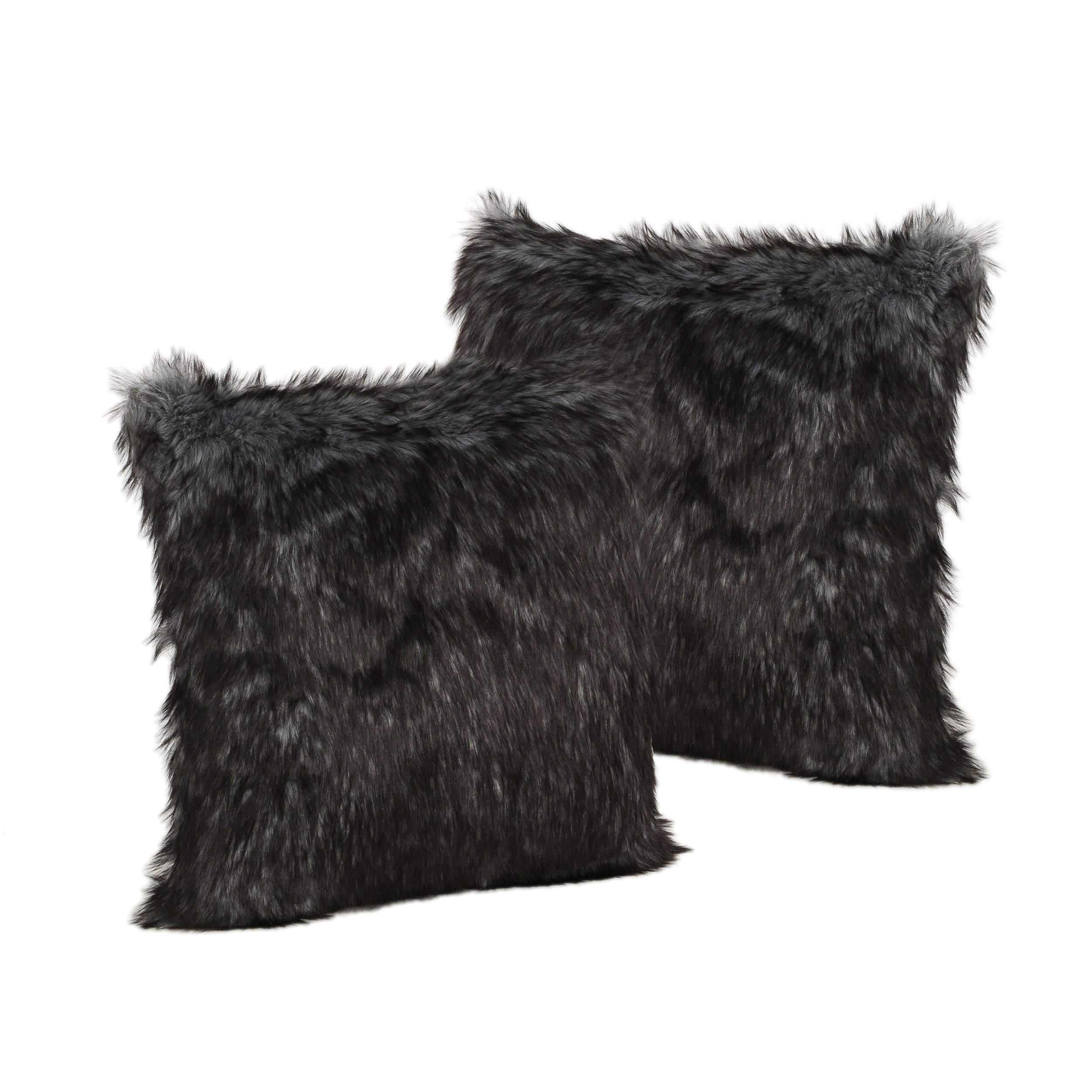 Laraine Furry Glam Black and White Streak Faux Fur Throw Pillow