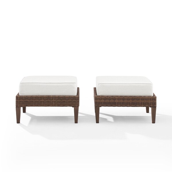 Crosley Capella Outdoor Wicker Ottoman (Set of 2)