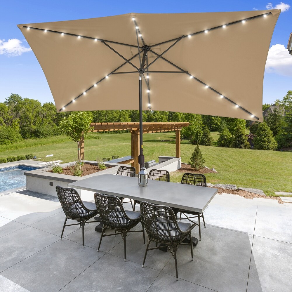 BONOSUKI Outdoor 10 x 6.5ft LED Umbrella Patio Market Table Umbrella