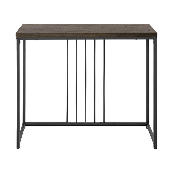 Homy Casa Brown Metal Wood Console Table