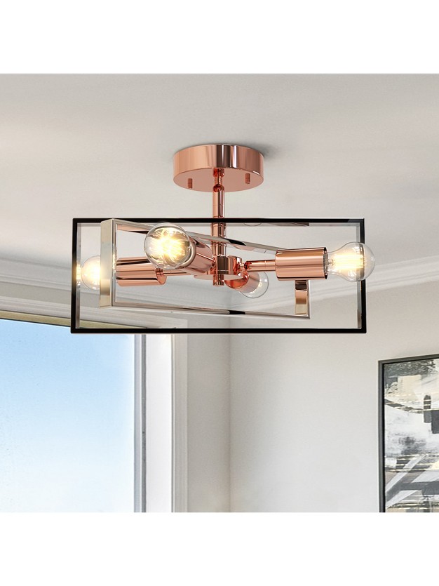 Nextop 15 Inch 4 light Rose Gold Semi Flush Mount Ceiling Light