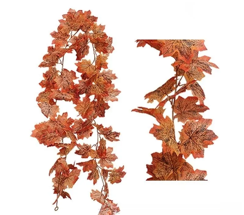 Factory Supply Artificial Silk Fabric  Maple  Leaves  Fall  Maple  Hanging Vine For Party Thanksgiving