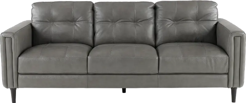 Verona Gray Leather Sofa