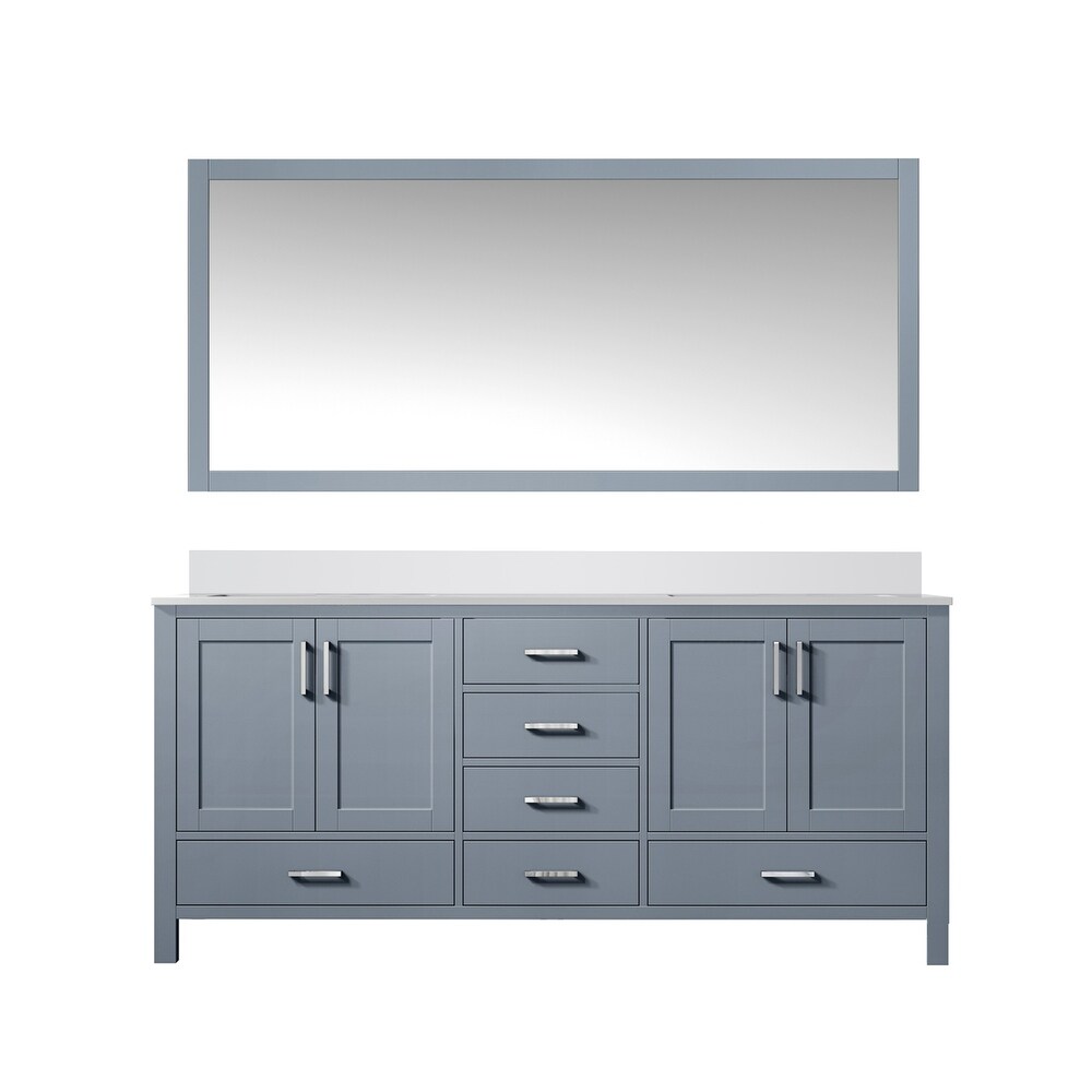 Jacques 60 in. W x 22 in. D Dark Grey Double Bath Vanity  White Quartz Top  and 58 in. Mirror