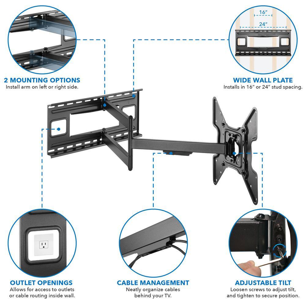 mount-it! Full Motion TV Wall mount-it! with 40 in. Extension for Screens up to 70 in. MI-393