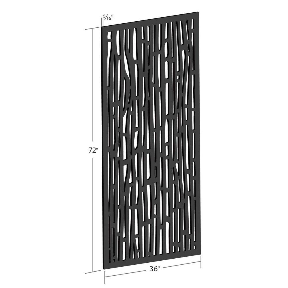 DESIGN VU Bali 6 ft. x 3 ft. Charcoal Recycled Polymer Decorative Screen Panel Wall Decor and Privacy Panel DVU3602C