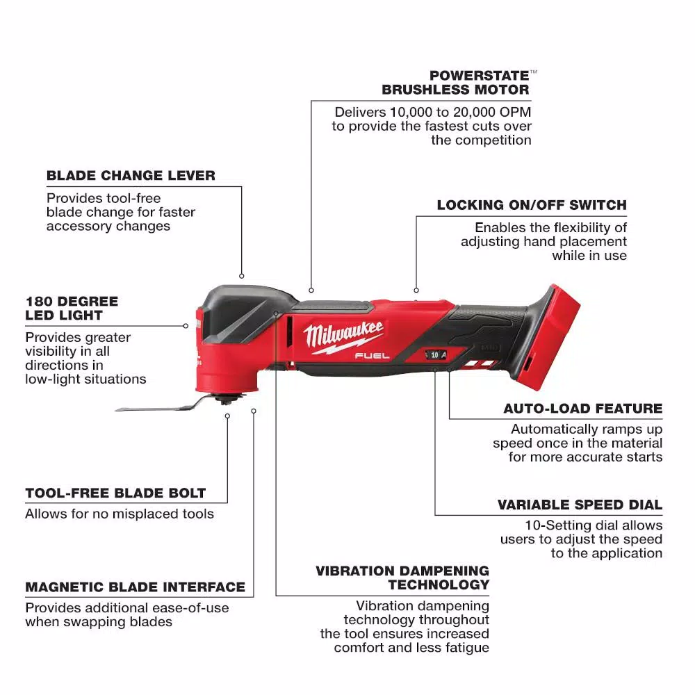 Milwaukee M18 FUEL 18-Volt Lithium-Ion Cordless Brushless Oscillating Multi-Tool (Tool-Only) and#8211; XDC Depot