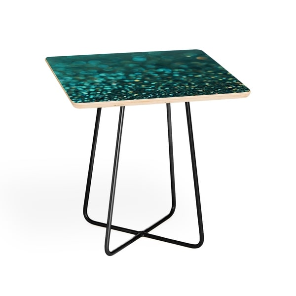 Deny Designs Aqua Glitter Side Table (Round or square， 2 leg options)