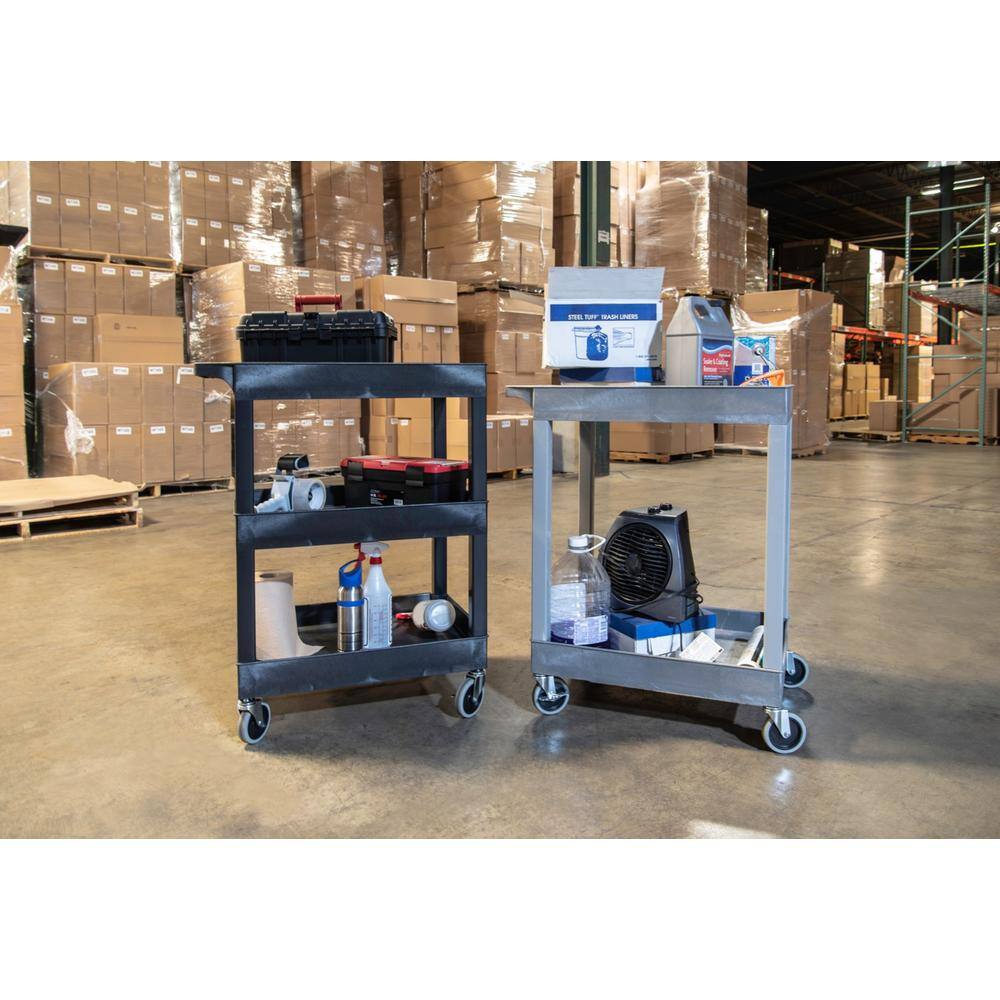 Luxor SEC 2-Shelf Plastic Utility Cart in Black SEC11-B