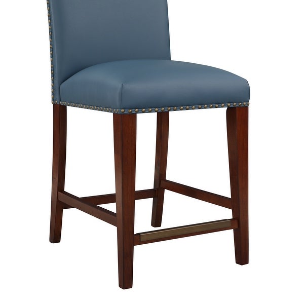 Britton Stationary Faux Leather Counter Stool with Nail Heads by Greyson Living