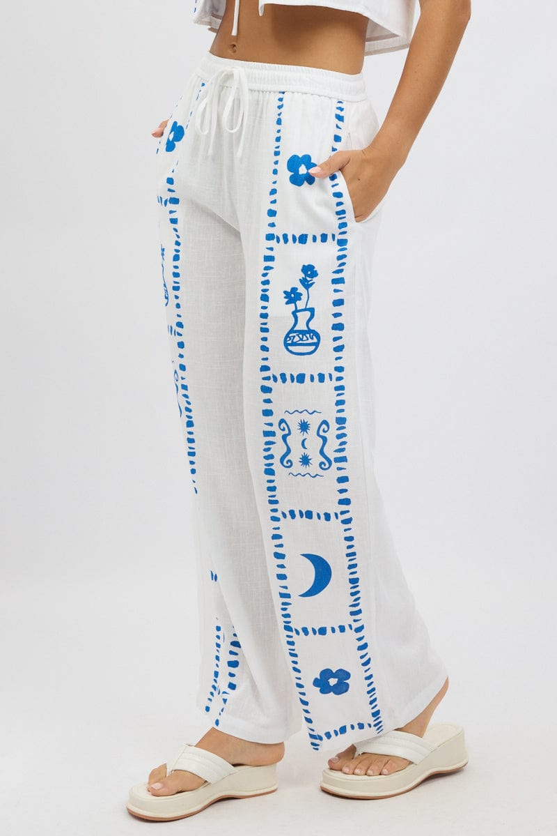 White Wide Leg Pants Elasticated Waist