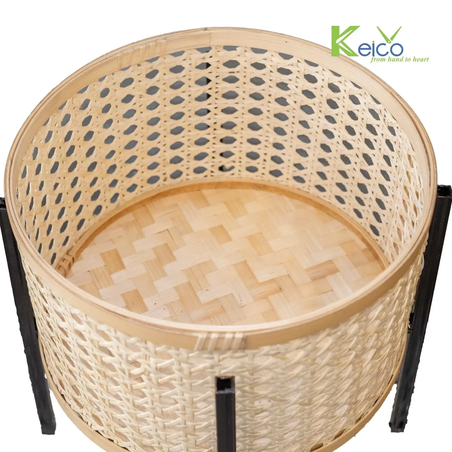 Round Rattan Planter With Bamboo Bottom Metal Legs New Collection New Design made in Viet Nam from Keico