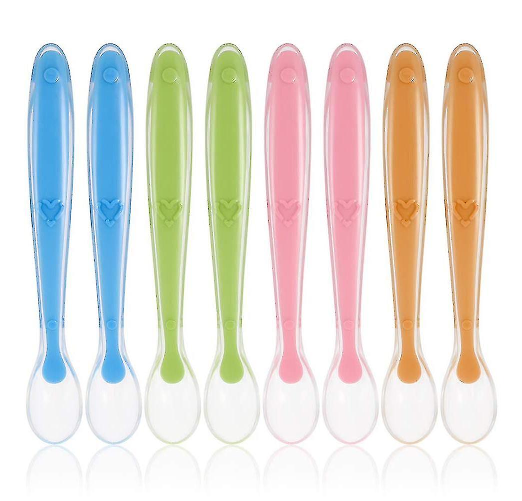 8 Pieces Baby Feeding Spoon Soft Silicone For Infant From 4 Months