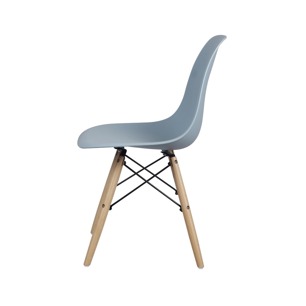 Armless plastic Side Dining Chair with Wood Legs Set of 2