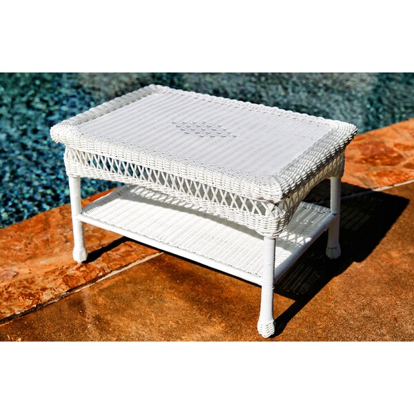 Portside Outdoor Wicker Coffee Table with Shelf