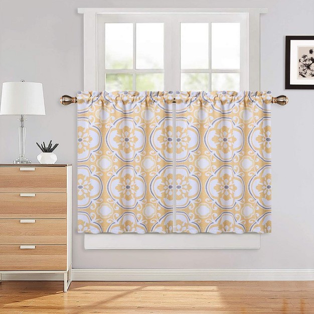 Trinity Medallion Design Floral Printed Kitchen Curtains