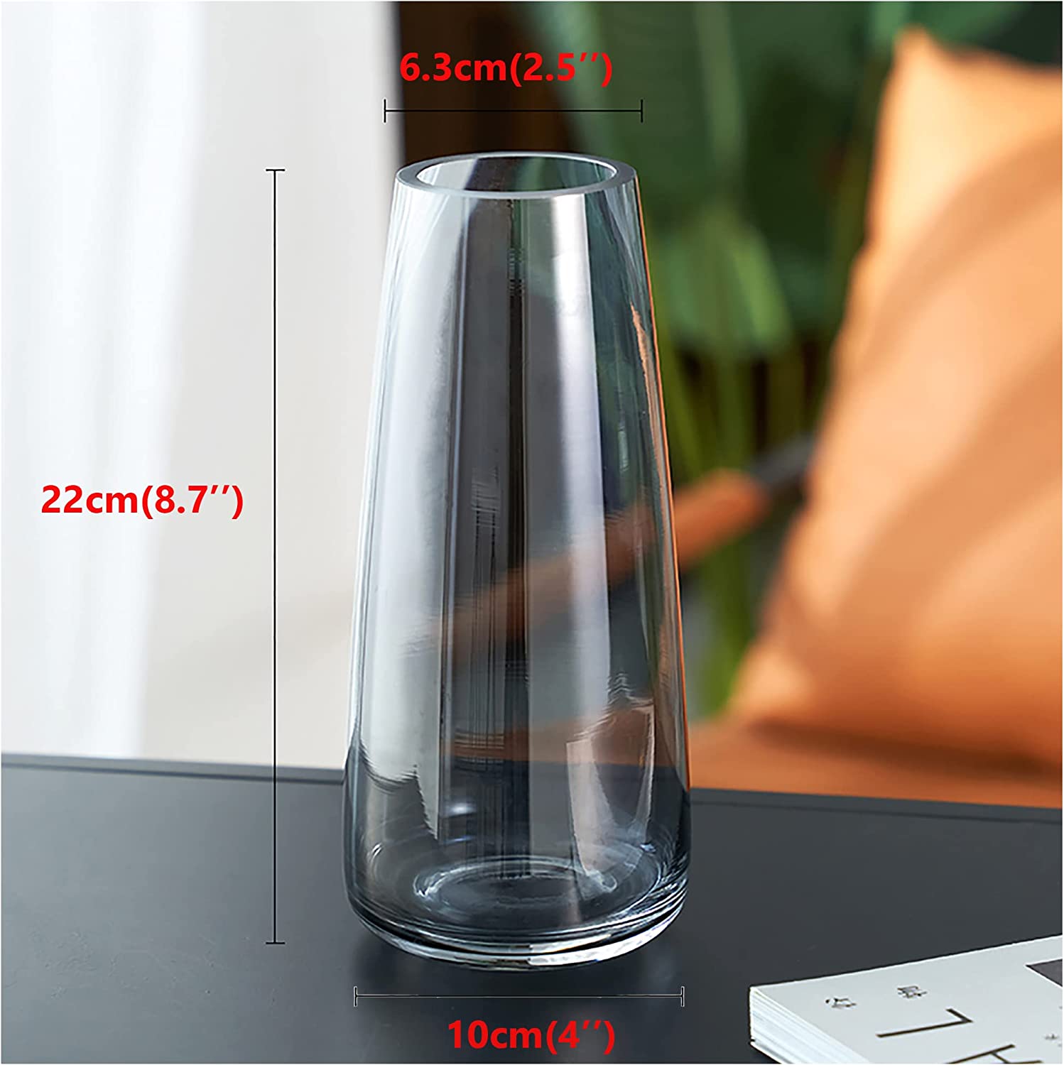 Ins Modern Glass Vase Irised Crystal Clear Glass Vase for Home Office Decor (Crystal Grey)