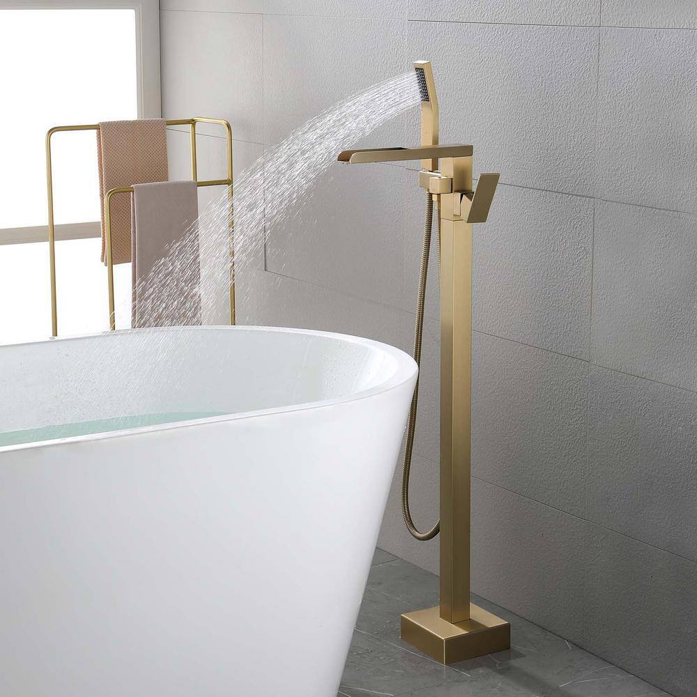 GIVING TREE Single-Handle Claw Foot Tub Faucet with Pressure-Balanced Control with Hand Shower in Gold RMHDFAUC0034