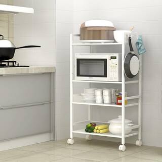 Karl home Widen Iron Multi-functional 4-Wheeled Storage Cart in White 302589548097