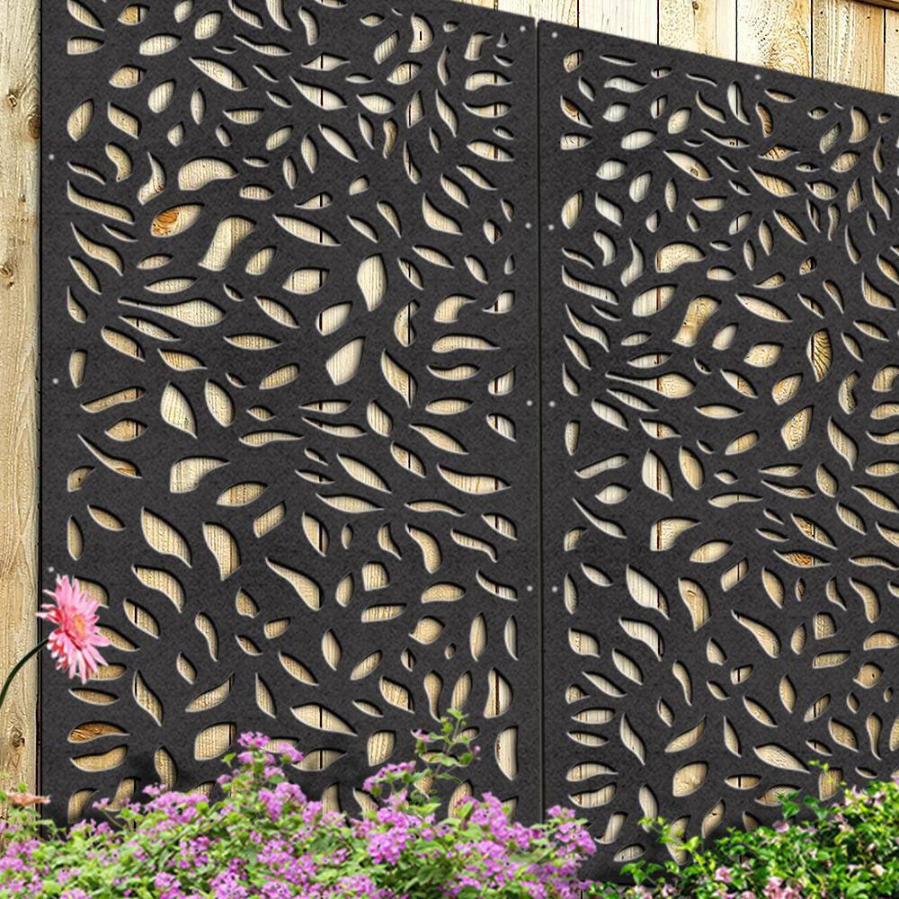 DESIGN VU Evergreen 6 ft. x 3 ft. Charcoal Recycled Polymer Decorative Screen Panel Wall Decor and Privacy Panel DVU3603C