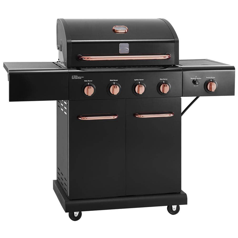 KENMORE 4Burner Propane Gas Grill with Side Searing Burner in Black with Copper Accent