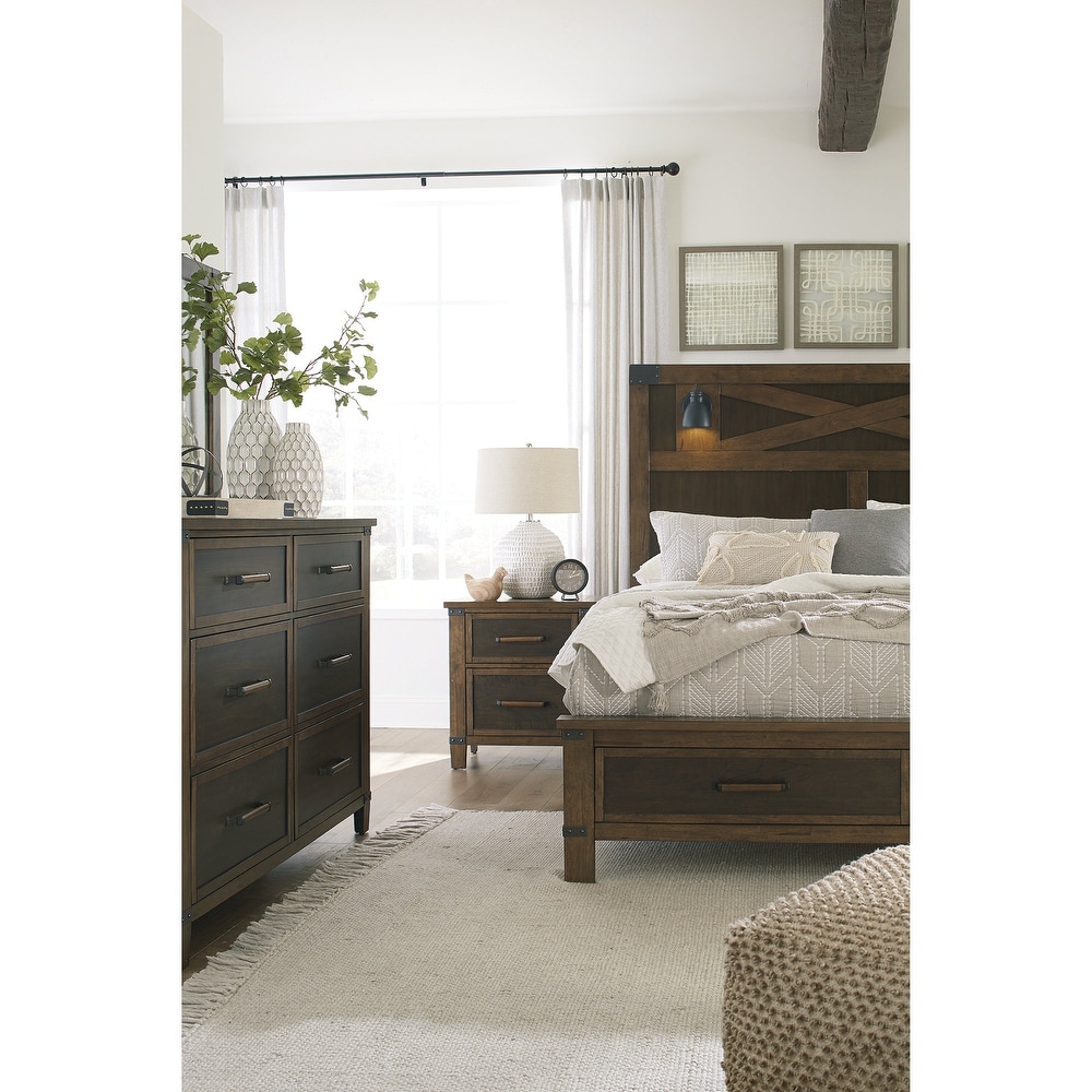 Signature Design by Ashley Wyattfield Brown Panel Bed with Storage