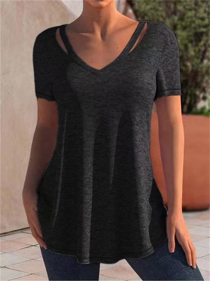 Casual Solid Color Short Sleeve T-Shirt