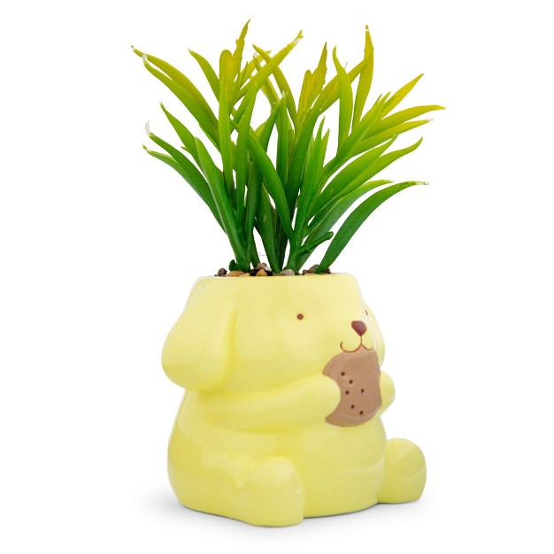 Silver Buffalo Sanrio Pompompurin 3 inch Ceramic Mini Planter With Artificial Succulent