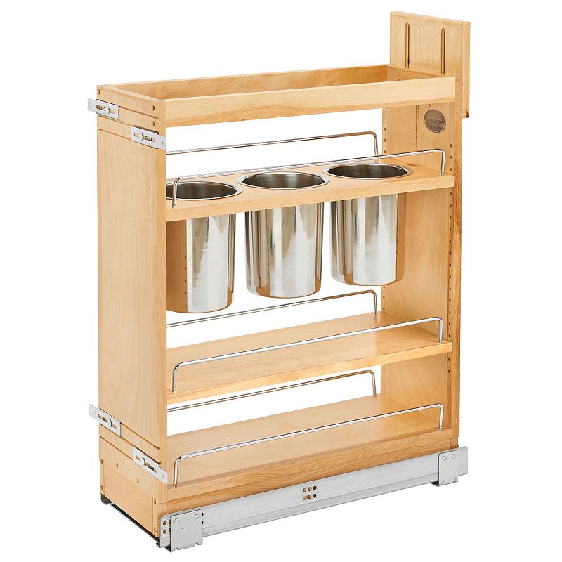 Rev-A-Shelf 8 Pull Out Kitchen Cabinet Organizer w/Utensil Holder， 448UT-BCSC8C