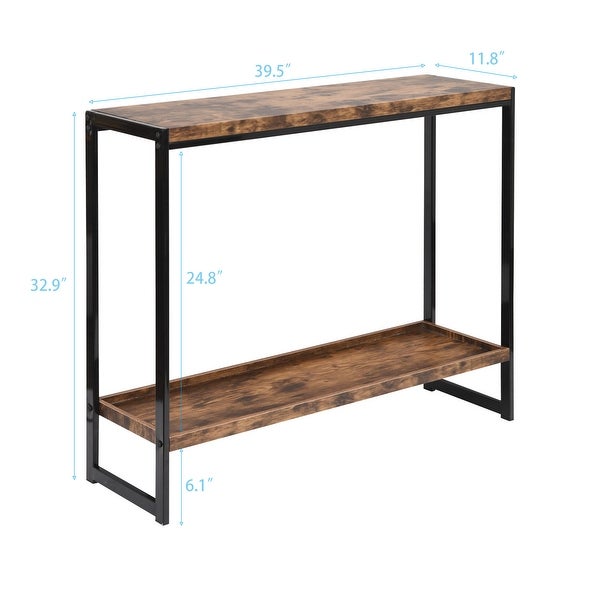 Brown 2-tier storage Entry Table