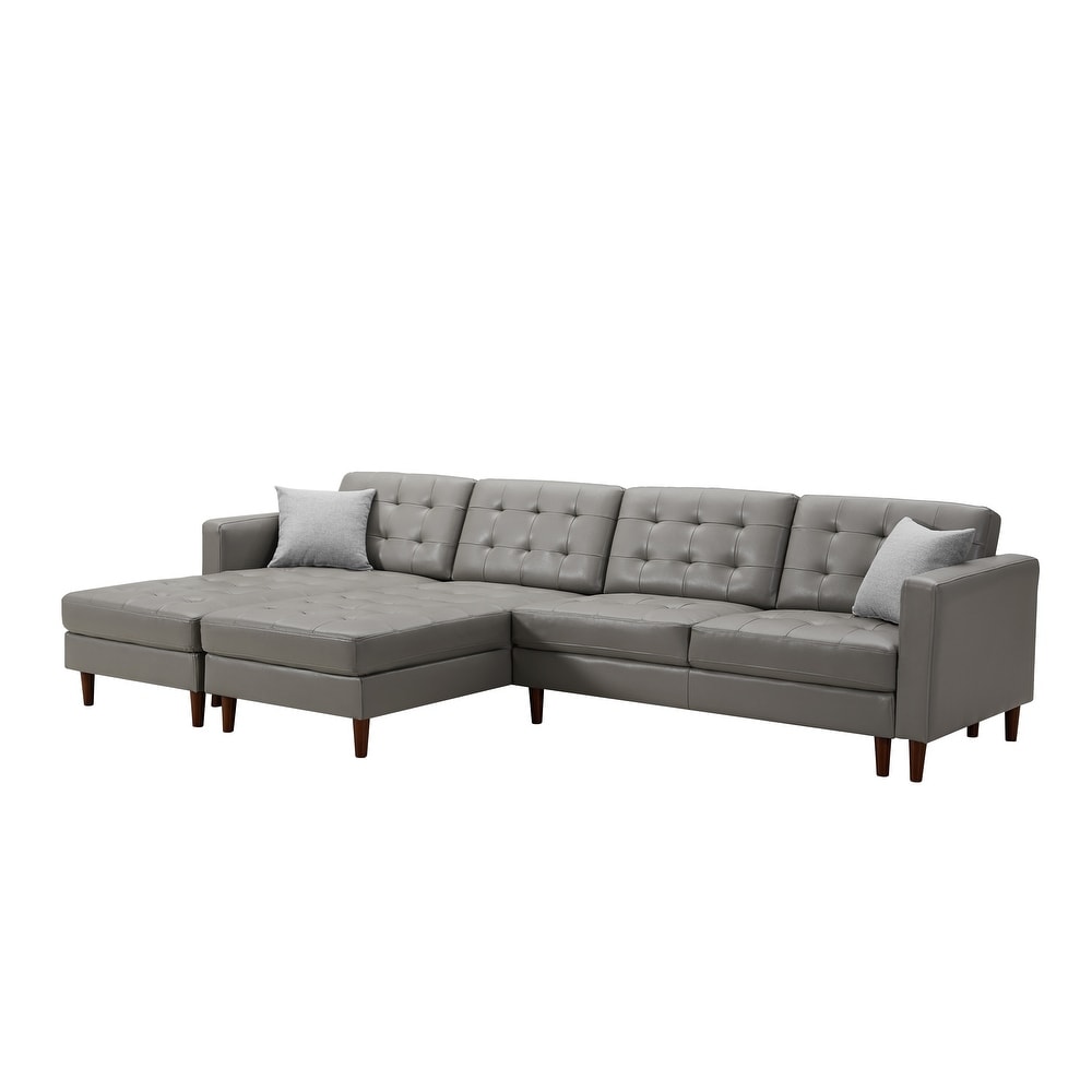 Dark Grey XU Leather U Shaped Sofa  with A Love Sofa and Two Lounge Chairs  Supporting DIY Combinations  Living Room Sofa Bed