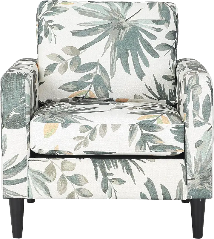 Wendy Contemporary Cream and Green Floral Accent Chair